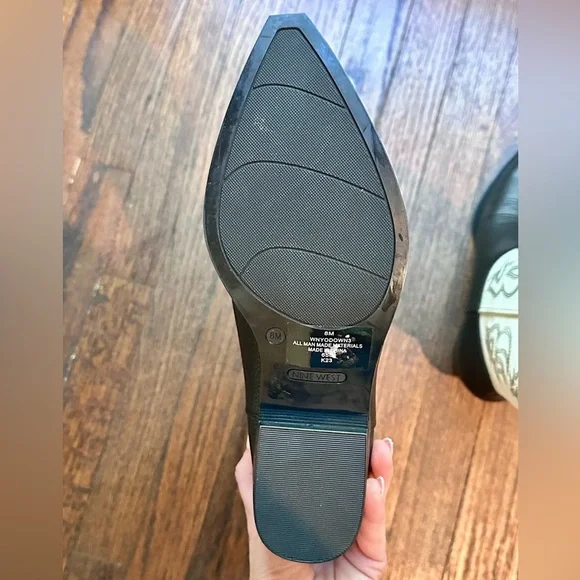 Nine West Yodown Black and Cream Western Embroidered Mid-Calf Booties- Size 8 - Picture 8 of 9